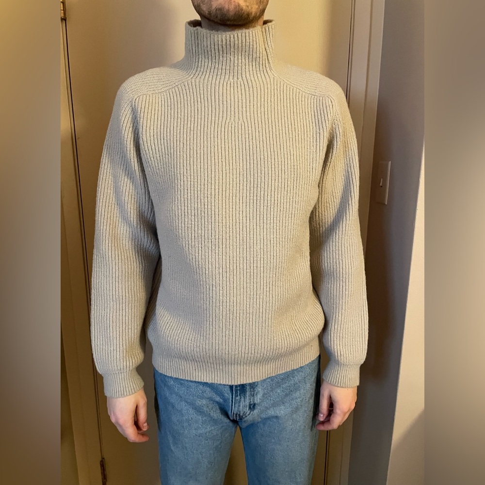 OAK + FORT Cream Turtleneck Sweater with Chunky Knit